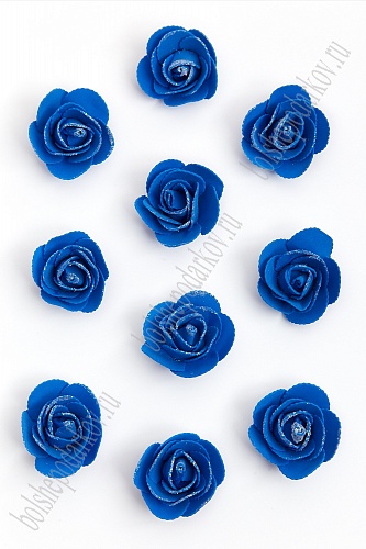 Головки цветов &amp;quot;Роза&amp;quot; с блестками 5,5 см (50 шт) SF-3002, синий