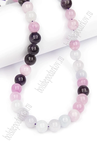 Бусины круглые на нитке 8 мм (SF-7591) аметист