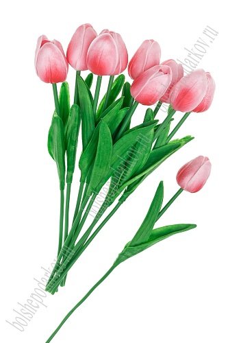 Веточка декоративная 33 см &amp;quot;Тюльпан&amp;quot; (10 шт)  SF-7871, розовый