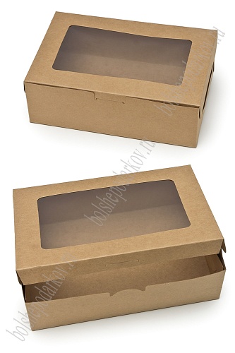 Коробка крафтовая с окошком 24*16*7,5 см (12 шт)  SF-7751