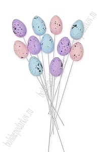 Пасхальный декор "Яйцо на палочке" 2,5*3,5 см (12 шт) SF-7202, ассорти №3