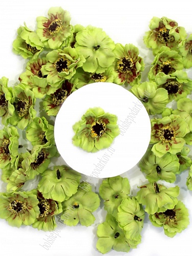 Головки цветов &amp;quot;Мак&amp;quot; 4 см,  (50 шт) салатовый