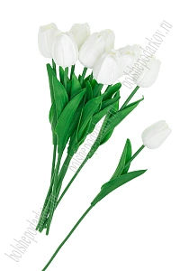 Веточка декоративная 33 см "Тюльпан" (10 шт)  SF-7871, белый