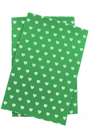 Фетр 1 мм жесткий &quot;Сердечки маленькие&quot; (10 листов) SF-1949, зеленый №018