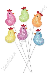 Пасхальный декор "Цыплята на палочке" 6 см (6 шт) SF-7862