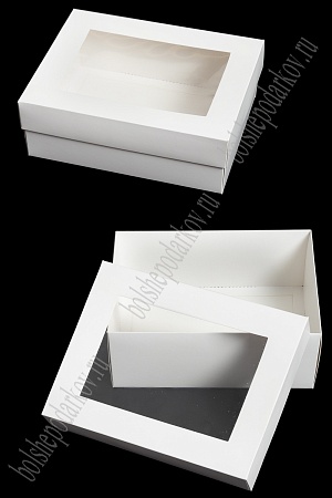 Коробка крафтовая с окошком 22*17*7,5 см (12 шт) SF-7116, белый