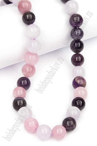 Бусины круглые на нитке 10 мм (SF-7592) аметист