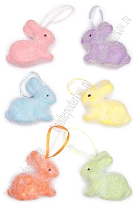 Пасхальный декор 6*6 см "Зайчики" (6 шт) SF-7195, №1