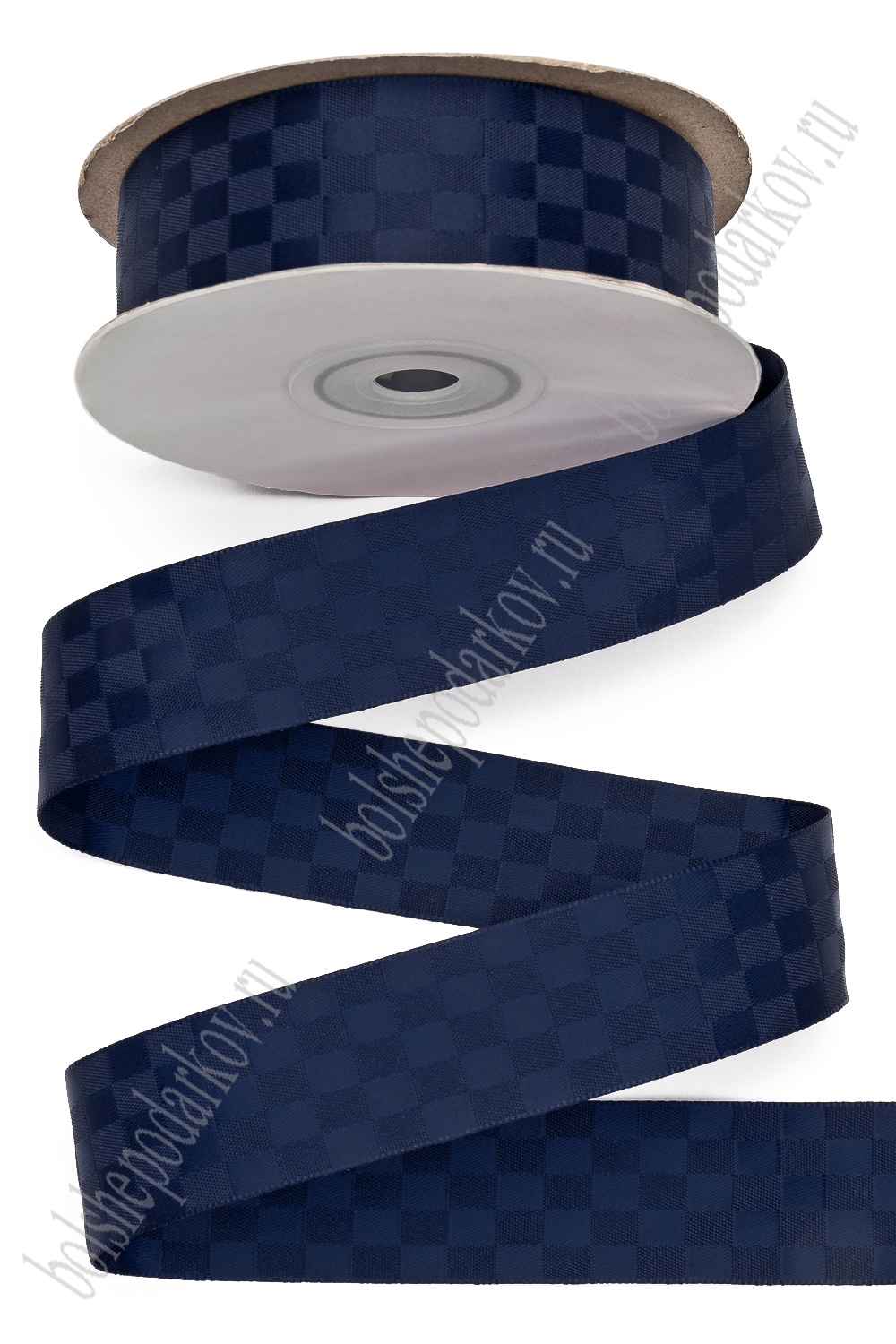 Лента декоративная "Квадратики" 2,5 см*20 ярд (SF-715), темно-синий №370