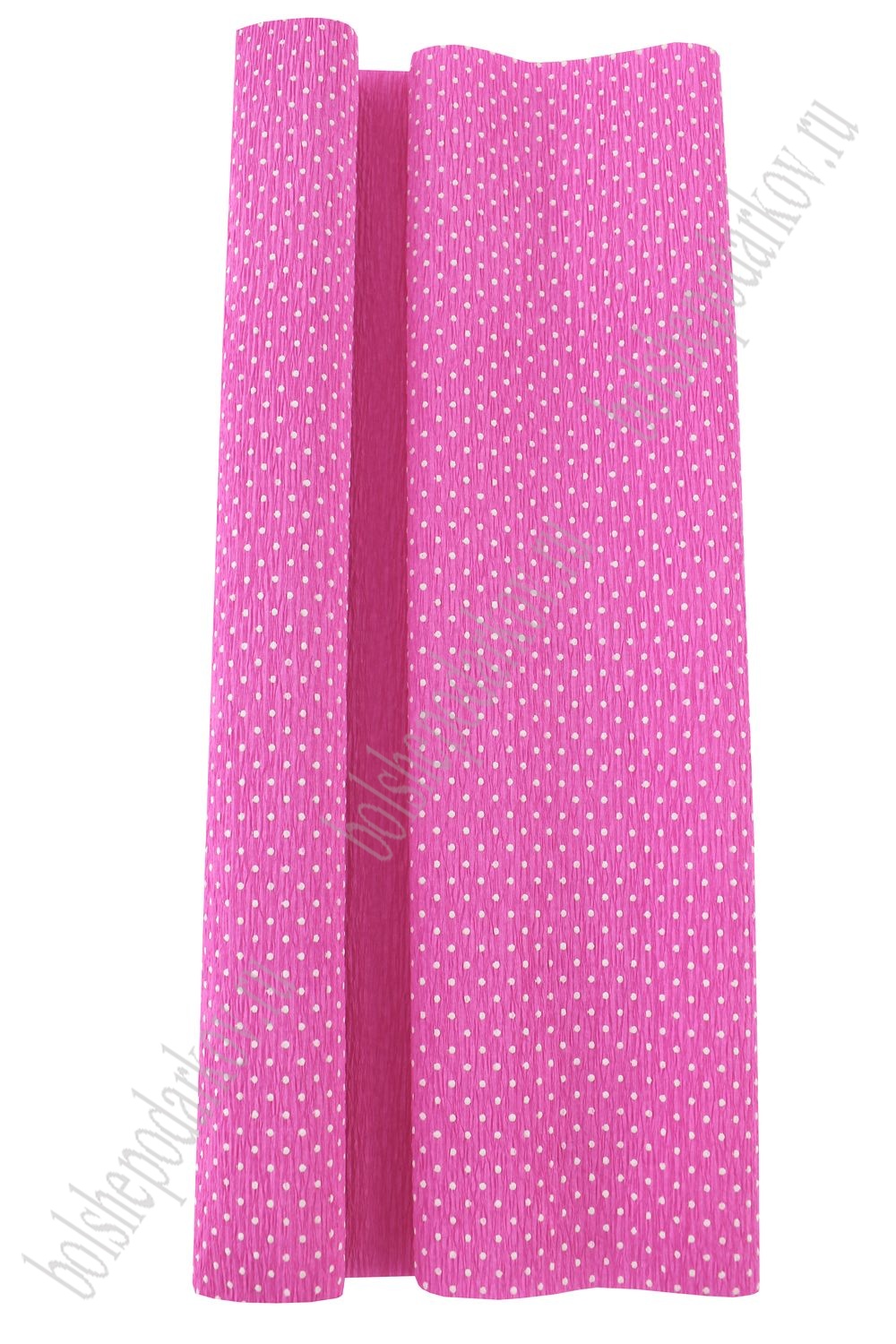 Бумага гофрированная 50 см*2,5 м "Горошек" N68-32, ярко-розовый