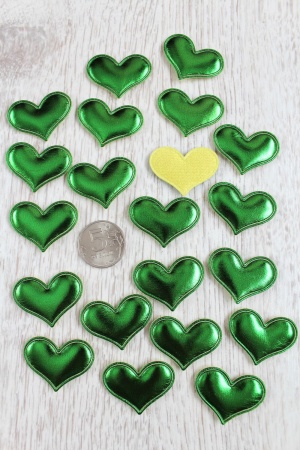 Патч 3D, кожзам &quot;Сердце&quot; 3,6*3 см (20 шт) SF-1542, зеленый
