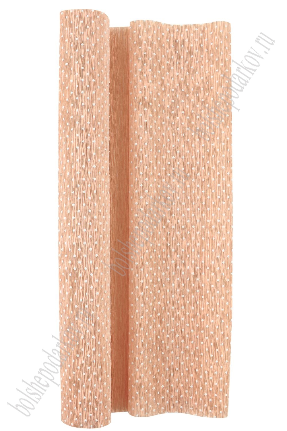 Бумага гофрированная 50 см*2,5 м "Горошек" N68-32, персиковый
