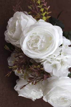 Букет декоративный &quot;Роза с гортензией&quot; 55 см (SF-1549) белый