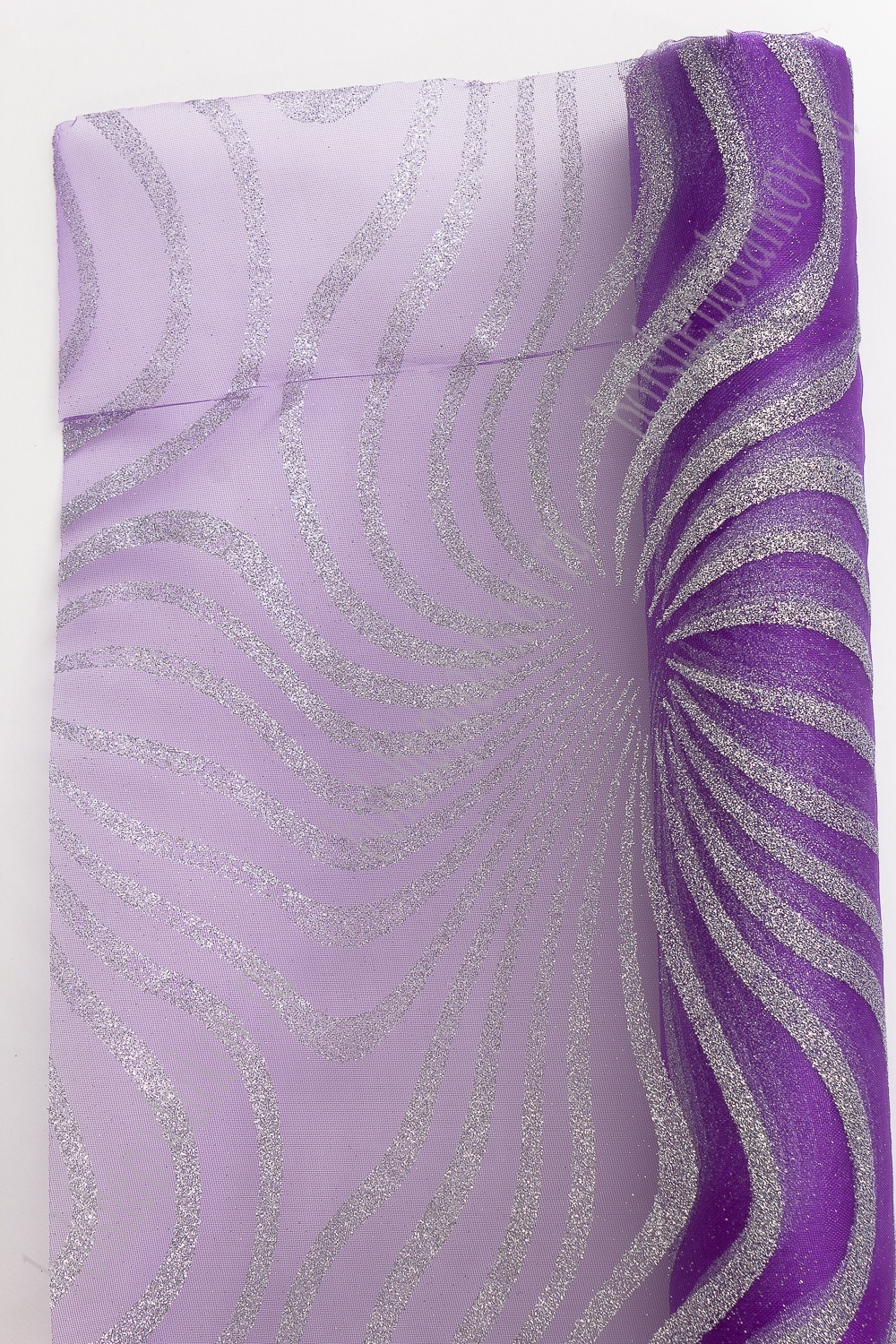 Органза 48 см*5 ярд "Узоры с глиттером" (SF-769-2) фиолетовый