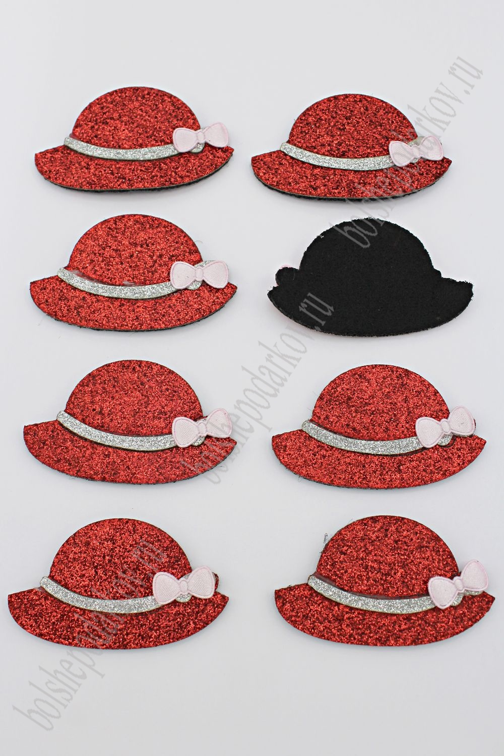 Патч с декором бантик 5,5*3,5 см "Шляпка" (10 шт) SF-1875, красный