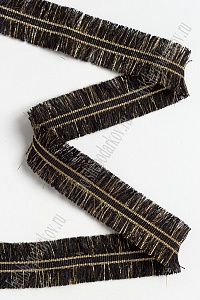 Тесьма отделочная 3 см*5 ярд "Бахрома с люрексом" (SF-2461) черный
