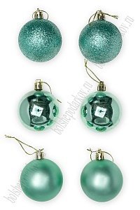 Набор новогодних шаров 6 см (12 шт) SF-7334, аквамариновый №7