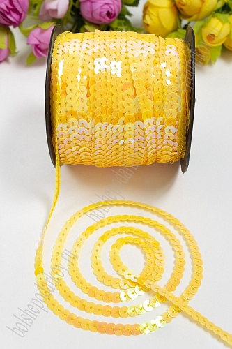 Пайетки 6 мм на нитке (хамелеон) SF-3069, желтый