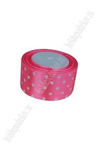 Лента атласная в горошек 5 см*25 ярд (SF-1784) розовый