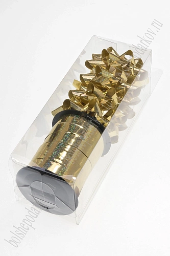 Набор для упаковки: бант 5,5 см (4 шт), лента 1 см*10 м (1 шт), SF-7825, золото №2