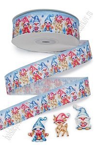 Лента репсовая 2,5 см*25 ярд с рисунком &quot;Гномики&quot; SF-6131, №1