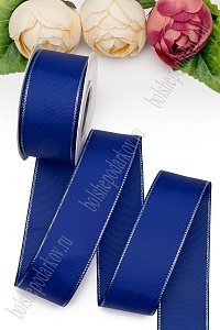Лента репсовая с люрексом 4 см*20 ярд (SF-5829) синий №240