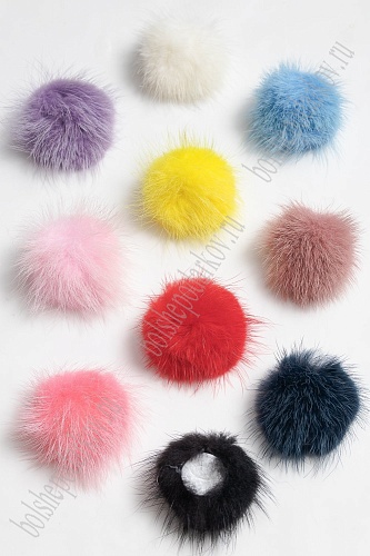 Помпон-половинка меховой 5 см, на основе (5 шт) SF-6145, пенка №8