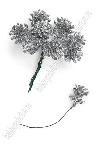 Веточка декоративная 9 см (12 шт) SF-7810, серебро №23
