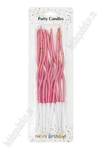 Свечи праздничные (12 шт) SF-7830, розовый/золото