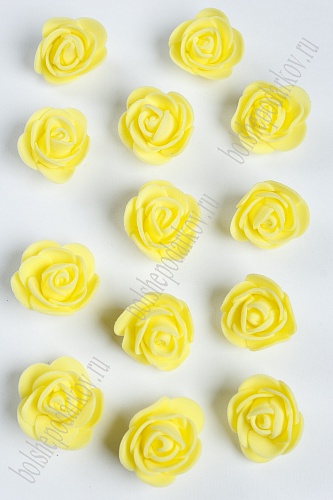 Головки цветов &amp;quot;Роза&amp;quot; мелкая 25 мм (100 шт) SF-2097, желтый №9