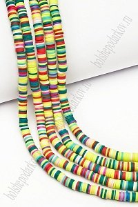 Бусины плоские 6 мм на леске 40 см (5 шт) SF-7285, ассорти №1