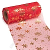 Фатин &amp;quot;Снежинки&amp;quot; 15 см*15 ярд (SF-3776) красный/золото