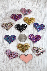 Патч с пайетками &quot;Сердце&quot; 3,8*2,7 см (50 шт) SF-1529, ассорти