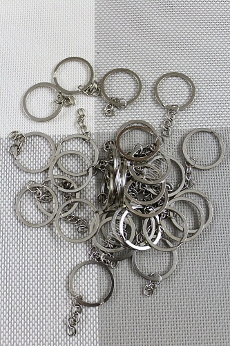 Кольца для брелоков с цепочкой, 30 мм (50 шт) SF-329, серебро