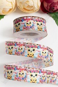 Лента репсовая 2,5 см с рисунком "Пчёлка" SF-5896
