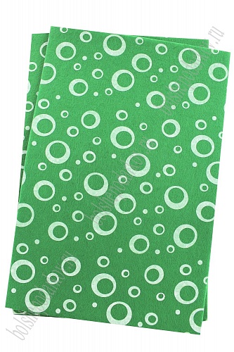 Фетр жесткий &amp;quot;Кружочки&amp;quot; 1 мм (10 листов) SF-1952, зеленый №018