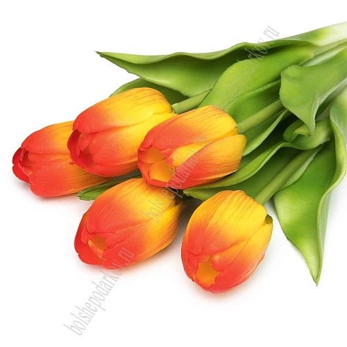 Веточка декоративная &amp;quot;Тюльпан&amp;quot; 32 см (5 шт) SF-8136, желто-красный