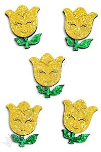 Лазерная вырубка из кожзама &quot;Тюльпанчик&quot; 4,3*3,5 см (10 шт) желтый, несклеенная