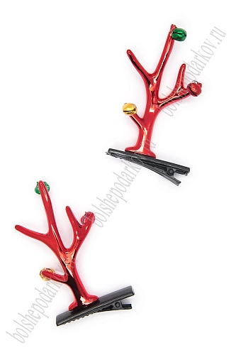 Новогодние заколки &amp;quot;Рожки&amp;quot; (1 пара) SF-7562, красный №12