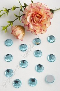 Стразы граненые 14 мм, круглые (500 шт) SF-1593, голубой №8