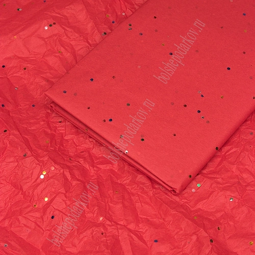 Бумага тишью с блестками 50*66 см (10 листов) SF-2860, красный №199