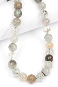 Бусины круглые на нитке 10 мм (SF-7592) кварц зеленый