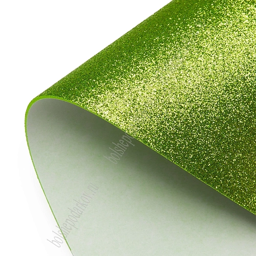 Фоамиран глиттерный самоклеющ. А4 (10 листов) SF-1957, фисташковый №015А