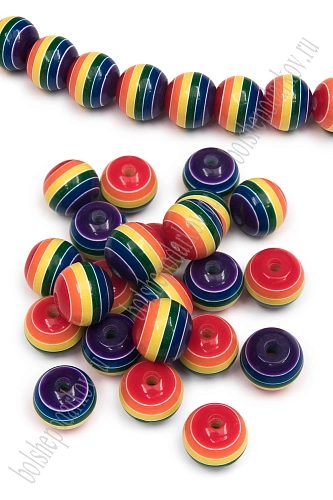 Бусины круглые 12 мм &amp;quot;Разноцветные полоски&amp;quot; (40 шт) SF-2245, №9