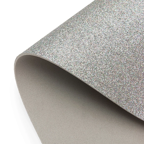 Фоамиран глиттерный А4, 2 мм Premium (10 листов) SF-7840, серебро голографик №5001