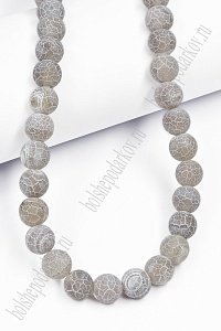Бусины круглые на леске 10 мм (SF-7592) африканский агат серый