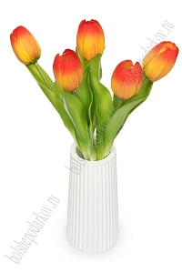 Веточка декоративная "Тюльпан" 32 см (5 шт) SF-8136, желто-красный