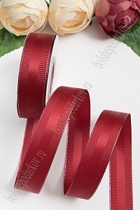 Лента репсовая с люрексом и атласной вставкой 2,5 см*20 ярд (SF-5851) бордовый №37