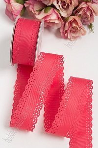 Лента репсовая с ажурными краями 3 см*10 ярд (SF-1750) коралловый №189