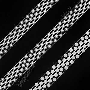 Тесьма декоративная полубусины 1,5 см*5 м (SF-7801) айвори